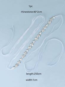 1件装女士仿珍珠水钻装饰华丽新娘腰带，适合婚礼派对和情人节等场合。