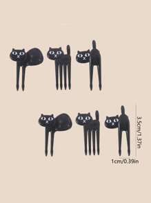 6入組卡通貓形狀隨機水果叉