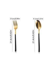 2 piezas Cuchara de acero inoxidable & Tenedor - Negro - Ver 6