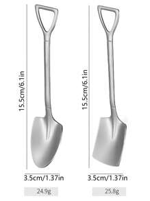 8 piezas Cuchara de pareja de postres, cuchara de pala, cuchara pequeña linda creativa, cuchara de pala de sandía para comer en el hogar de acero inoxidable - Plateado - Ver 4