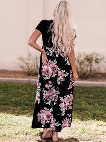 印花斜口袋洋裝 - 彩色 - 查看 2