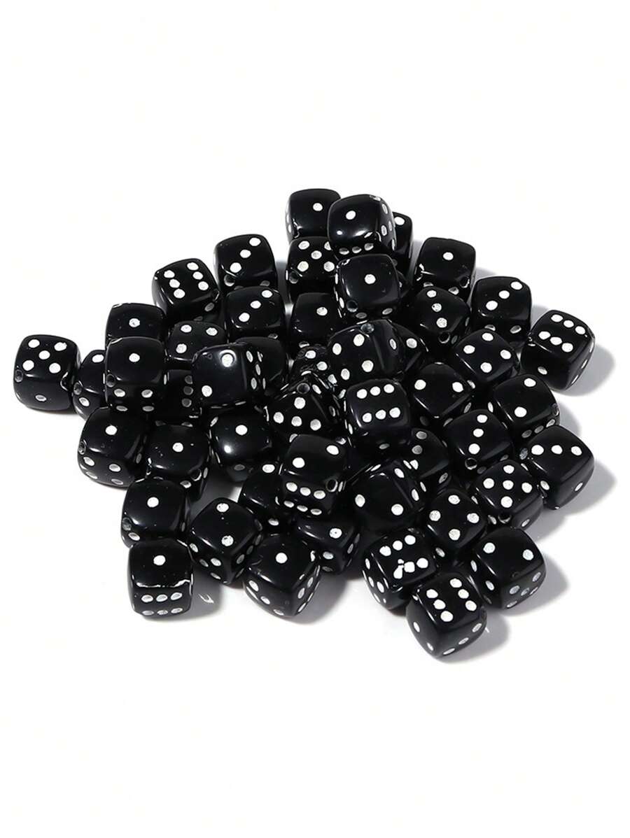 30入組/套8mm時尚骰子設計DIY珠子適合女士DIY首飾製作 - 黑色 - 查看 1