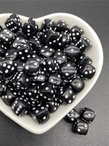 30入組/套8mm時尚骰子設計DIY珠子適合女士DIY首飾製作 - 黑色 - 查看 2