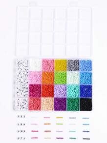 24格3mm玻璃米珠字母珠diy珠寶配件,適用於手鍊製作 - 彩色 - 查看 3