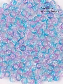 100 piezas/set Cuentas de doble color con efecto craquelado para hacer joyas, pulseras, collares DIY - Celeste - Ver 3