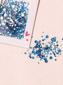 包 1440 顆高亮度混合尺寸美甲水鑽，多種顏色可供選擇 - 藍色 - 查看 1