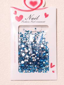 包 1440 顆高亮度混合尺寸美甲水鑽，多種顏色可供選擇 - 藍色 - 查看 4