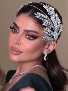 1pc Bridal Tiara Decorated With Rhinestones - Silver - View 3