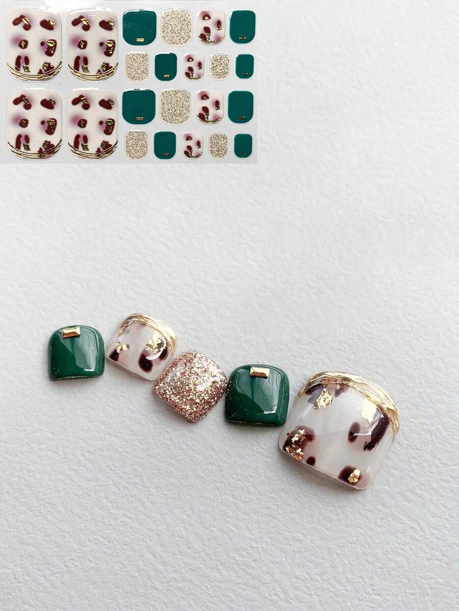 22pcs Leopard Print Nail Art Stickers, New Design For Summer Travel Season, DIY Manicure Decoration Accessories - Multicolor - View 1