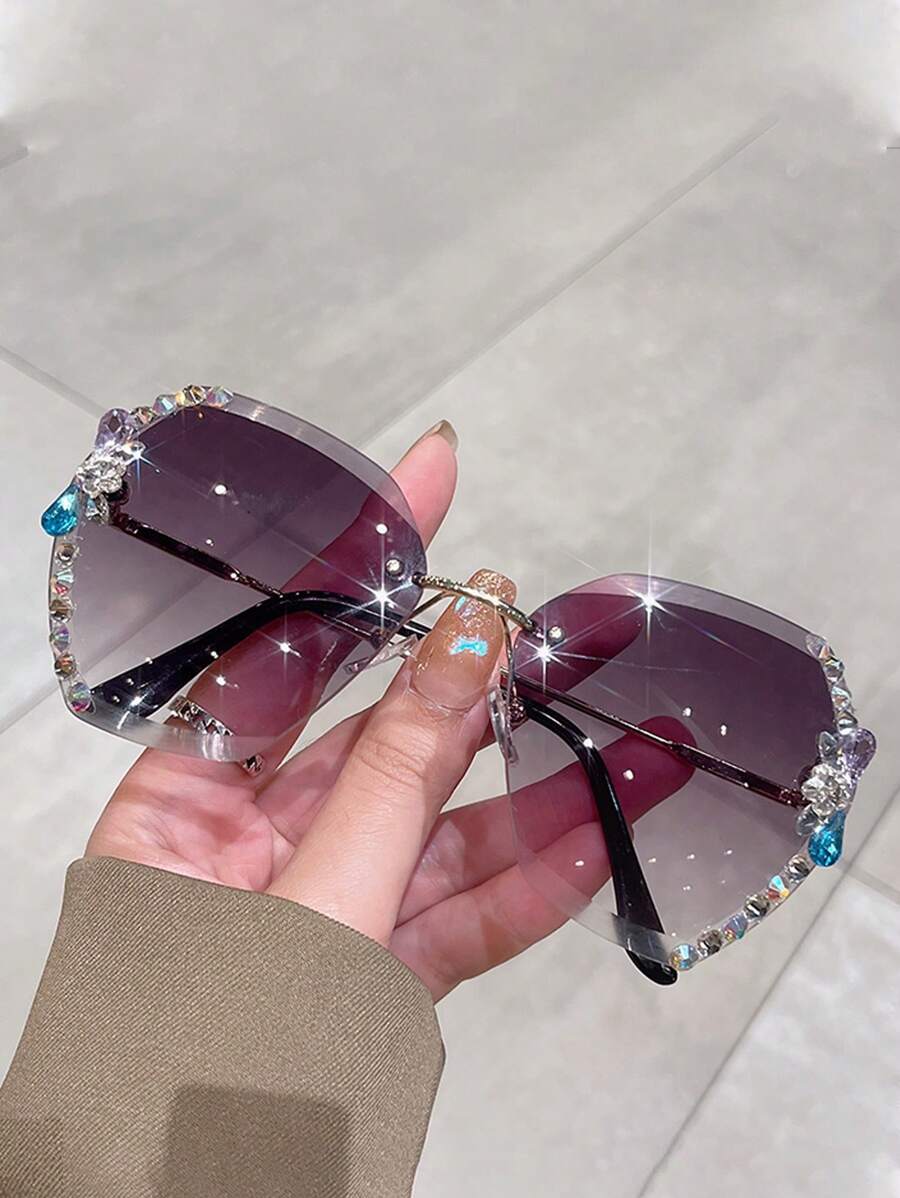 1 Cặp Kính Thời Trang Boho Không Gọng Trang Trí Cho Nữ, Dành Cho Mùa Hè - Xám - Xem 1