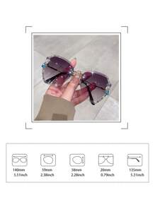 1 Cặp Kính Thời Trang Boho Không Gọng Trang Trí Cho Nữ, Dành Cho Mùa Hè - Xám - Xem 2