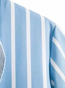 Manfinity Homme Men Striped Print Shirt Without Tee - Blue - View 8