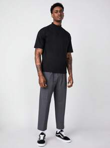 Manfinity NiteLyfe Men 100% Cotton Mock Neck Solid Tee