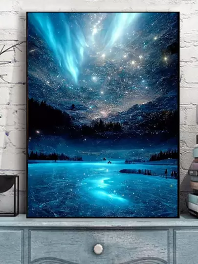 1套PMMA DIY無框鑽石畫現代風景圖案DIY鑽石無框畫用於家居裝飾禮品