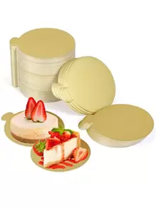 100入組/套紙蛋糕底座現代圓形派對紙板架 - 金色 - 查看 1