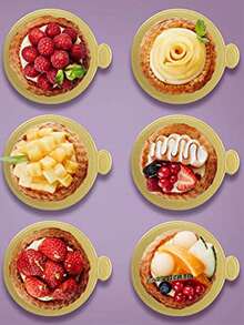 100入組/套紙蛋糕底座現代圓形派對紙板架 - 金色 - 查看 5