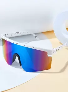 1pc Men Half Frame Fashion Outdoor Cycling Sports Glasses, Suitable For Cycling, Christmas Product Beach Accessories Glasses Shadesy2kfestival For Summer Beach Vacation,Outdoor,Travel - White - View 1