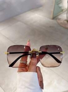 1 对女士无框渐变镜片时尚眼镜，适合日常装饰 - 彩色 - 查看 1