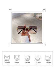 1 对女士无框渐变镜片时尚眼镜，适合日常装饰 - 彩色 - 查看 3