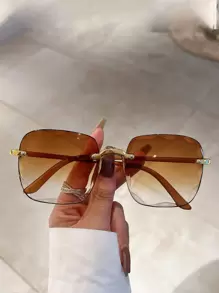 1 cặp kính thời trang không gọng Ombre dành cho nữ, dùng để trang trí hàng ngày - màu nâu - Xem 1