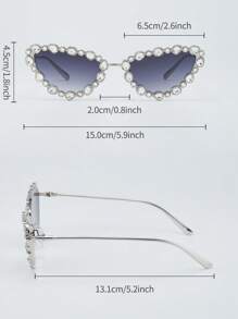 1pair Women Rhinestone Decor Cat Eye Glamorous Fashion Glasses, For Decoration Royal Shades Beach Accessories Beach Accessories For Women Glasses Shades Basics Fall Winter Women Outfits Clothes Business Casual Gifts For Summer Beach Vacation,Outdoor,Travel
