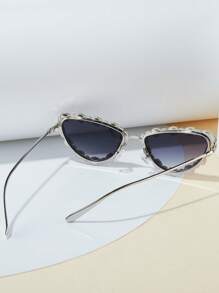 1pair Women Rhinestone Decor Cat Eye Glamorous Fashion Glasses, For Decoration Royal Shades Beach Accessories Beach Accessories For Women Glasses Shades Basics Fall Winter Women Outfits Clothes Business Casual Gifts For Summer Beach Vacation,Outdoor,Travel