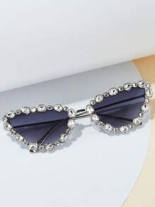 1pair Women Rhinestone Decor Cat Eye Glamorous Fashion Glasses, For Decoration Royal Shades Beach Accessories Beach Accessories For Women Glasses Shades Basics Fall Winter Women Outfits Clothes Business Casual Gifts For Summer Beach Vacation,Outdoor,Travel