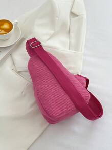 Solid Color Corduroy Minimalist & Lovely Chest Bag - Pink - View 2