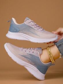 女性透氣前綁帶運動戶外運動鞋 - 藕粉色 - 查看 2