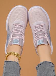 女性透氣前綁帶運動戶外運動鞋 - 藕粉色 - 查看 5