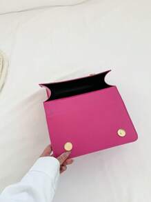 輕量商務休閒壓花細節方形包鏈翻蓋 PU 霓虹粉紅適合青少年女孩女大學生、菜鳥和白領非常適合辦公室、大學、工作、商務、通勤、戶外、旅行、郊遊 - 玫紅色 - 查看 4