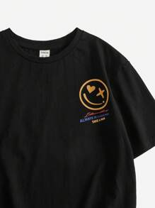 SHEIN 男孩卡通和標語圖案T恤