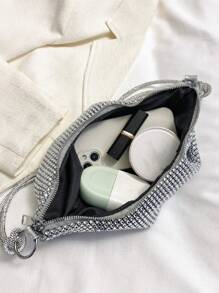 水鑽裝飾流浪包打結設計帶,透明包 - 銀色 - 查看 6