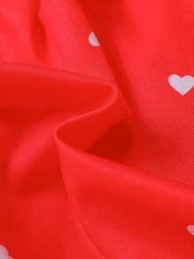 Baby Heart Print Puff Sleeve Dress - Red - View 6