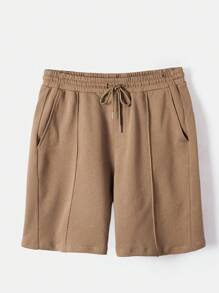 Manfinity NXTstreet Men 100% Cotton Seam Detail Drawstring Waist Shorts - Apricot - View 6