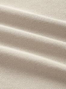 GENTILAND Men Cotton Solid Drop Shoulder Polo Shirt - Khaki - View 5