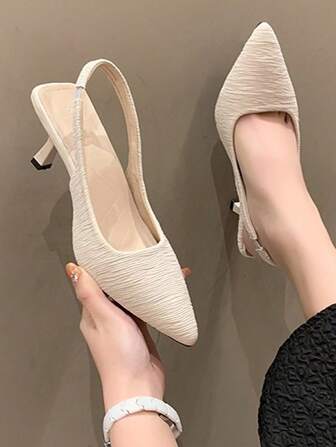 Fall/Winter 2025 Women Minimalist Point Toe Stiletto Heeled Slingback Pumps, Elegant Outdoor Pumps,Elegant,Elegant,Kitten Heels