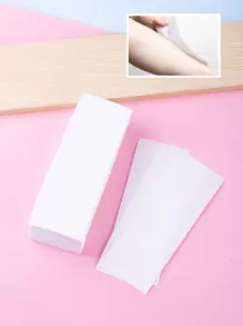 Tiras de cera para depilación, 100 Piezas Tiras desechables de cera para depilación con tela no tejida reforzada para papel de cera para quitar el vello, crema depilatoria y belleza - Blanco - Ver 1