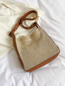 雙色草編包荔枝紋壓花