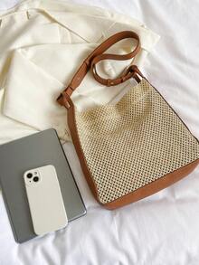 雙色草編包荔枝紋壓花