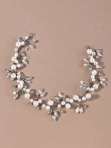 1 Nữ Ngọc Trai Giả & Kim Cương Giả Trang Trí Sang Trọng Cô Dâu Mũ, Cho Đám Cưới - màu đen - Xem 1