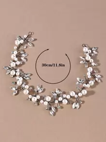 1 Nữ Ngọc Trai Giả & Kim Cương Giả Trang Trí Sang Trọng Cô Dâu Mũ, Cho Đám Cưới - màu đen - Xem 4