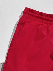 Manfinity VCAY Men Cotton Slogan Graphic Tee & Drawstring Waist Shorts - Red - View 4