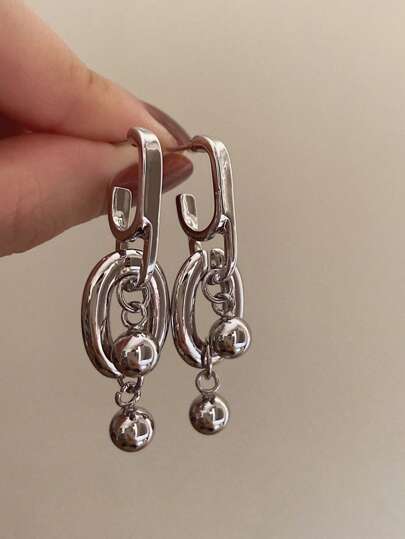 اقراط موضة شكل هندسي كرة معلق للنساء الزخرفة اليومية زوج واحد