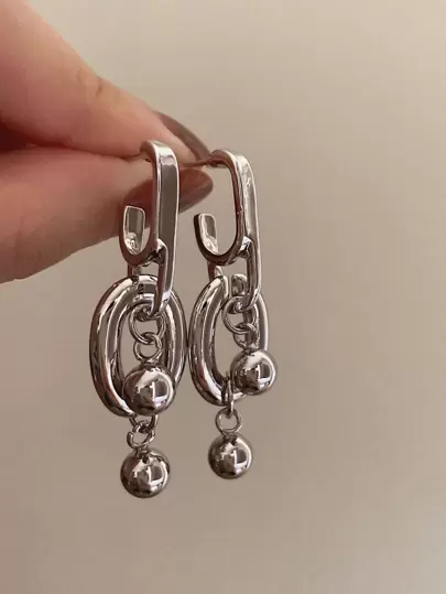 1pair Fashion Geometric Shaped Ball Dangle Earrings For Women For Daily Decoration