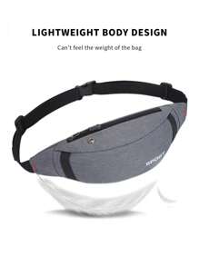 Letter Graphic Polyamide Running Bag - Grey - View 6