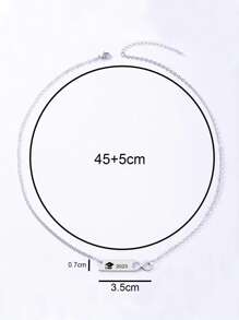 1入組時尚畢業帽和2023年圖案幾何吊墜女士項鍊適合日常裝飾 - 銀色 - 查看 4