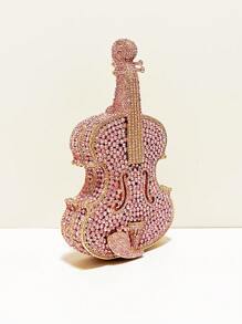 Túi ly hợp hình vĩ cầm pha lê Halloween màu hồng, Túi mới lạ dành cho cô dâu/đám cưới, sự kiện tiệc & vũ hội, Túi đựng đồ ăn tối bằng kim cương giả có dây chuyền, Ví chủ đề âm nhạc Vegas dành cho nữ, Túi dàn nhạc & Opera sang trọng, Quà tặng Giáng sinh sang trọng - Hồng - Xem 9