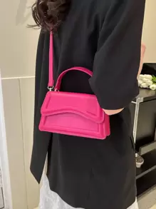 輕便商務休閒迷你方形包流行粉紅色時尚日常適合青少年女孩女大學生、菜鳥和白領非常適合辦公室、大學、工作、商務、通勤、戶外、旅行、郊遊 - 玫紅色 - 查看 3
