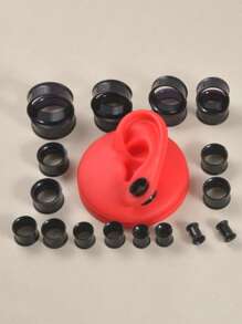 1對時尚耳擴適合女士日常裝飾 - 黑色 - 查看 1